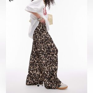 Topshop Animal Print Wide-Leg Pants